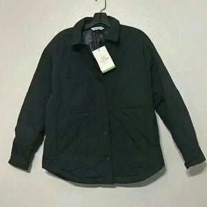 NWT Alpine Design Quilted Shirt Jacket Women’s M Black Polyester Pockets